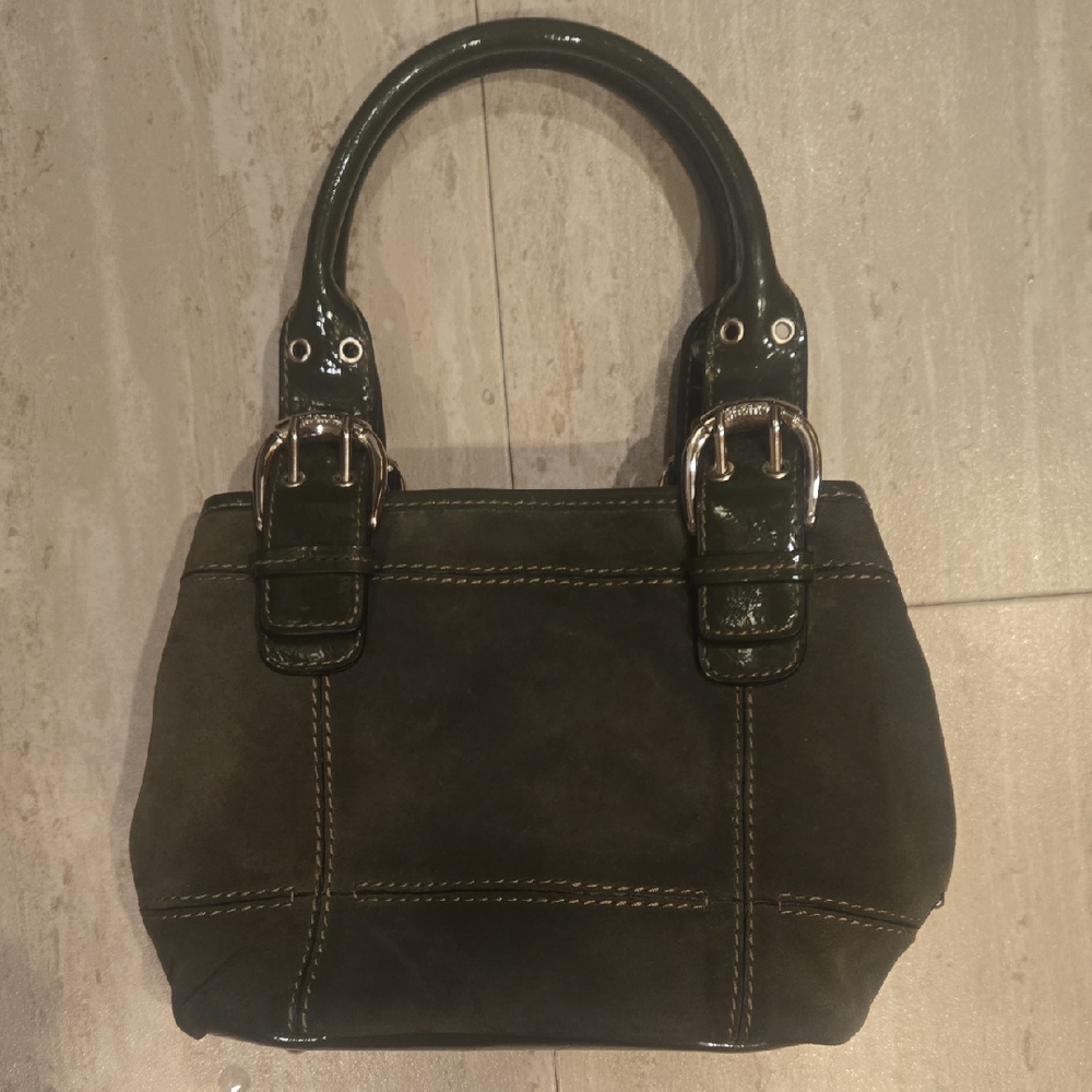 Tignanello 100% Genuine Leather Deep Army Green Shoulder Bag - Picture 1 of 12